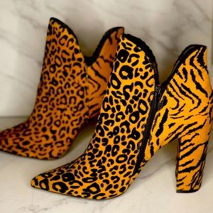 Cheetah print booties never worn 3 1/2-4 inch heel